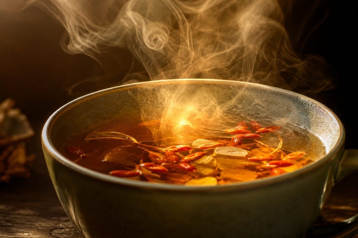 Warm wakan cup with botanicals